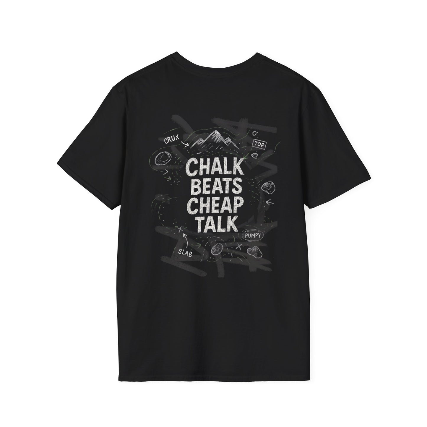 Chalk Beats Cheap Talk | Dark | Premium Ringspun Climbing Tee
