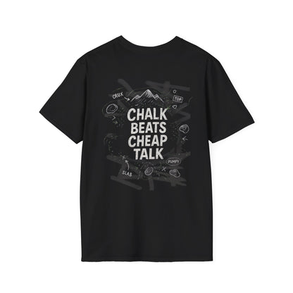 Chalk Beats Cheap Talk | Dark | Premium Ringspun Climbing Tee