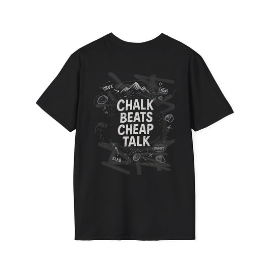 Chalk Beats Cheap Talk | Dark | Premium Ringspun Climbing Tee