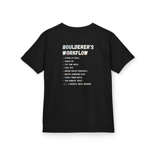Boulderer's workflow | Kids Climbing Shirt