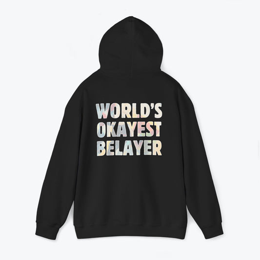 World's Okayest Belayer | Heavy-Blend Climbing Hoodie