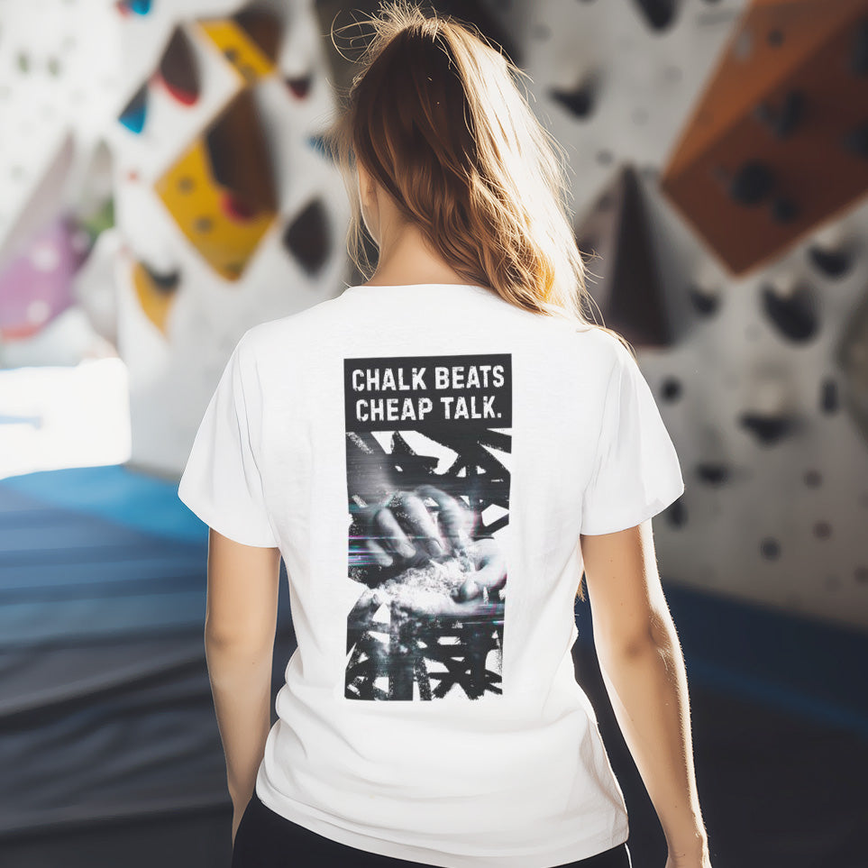 Chalk Beats Cheap Talk v2 | Light | Premium Ringspun Climbing Tee